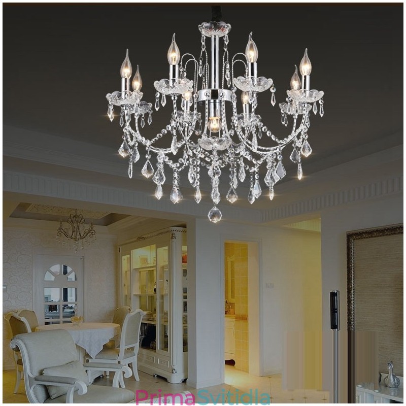 Elegantní křišťálový lustr s 9 světly