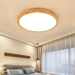 Ultra tenké kulatá dřevěná stropní lampa Akrylátová stropní lampa z masivního dřeva Nordic Lights