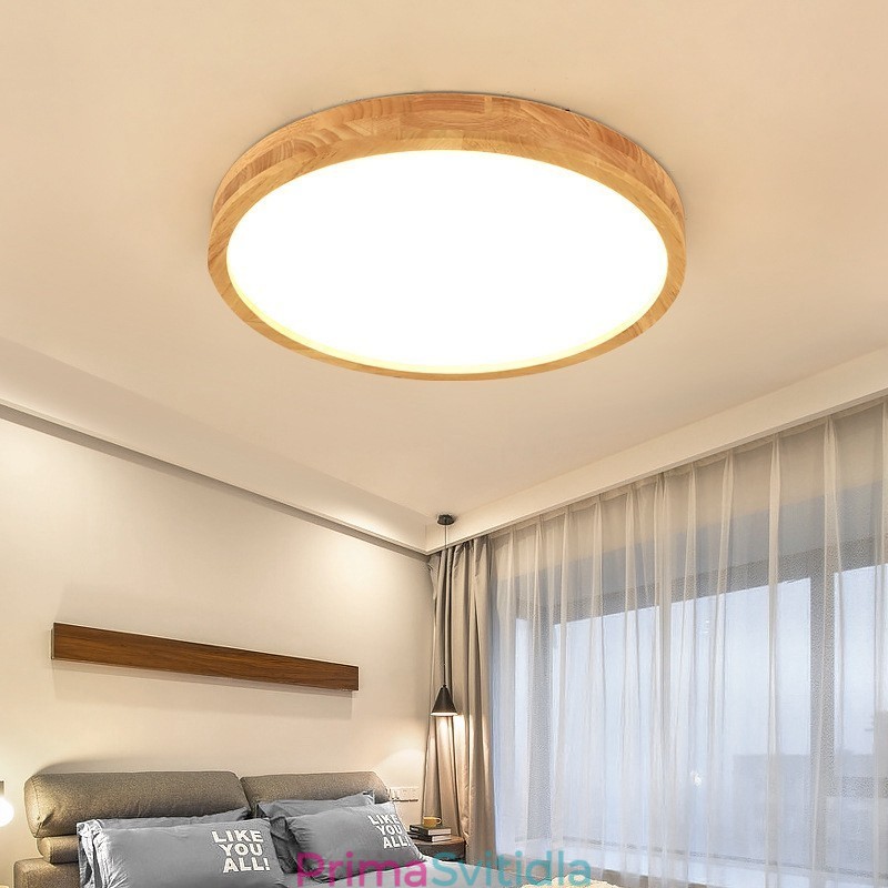 Ultra tenké kulatá dřevěná stropní lampa Akrylátová stropní lampa z masivního dřeva Nordic Lights