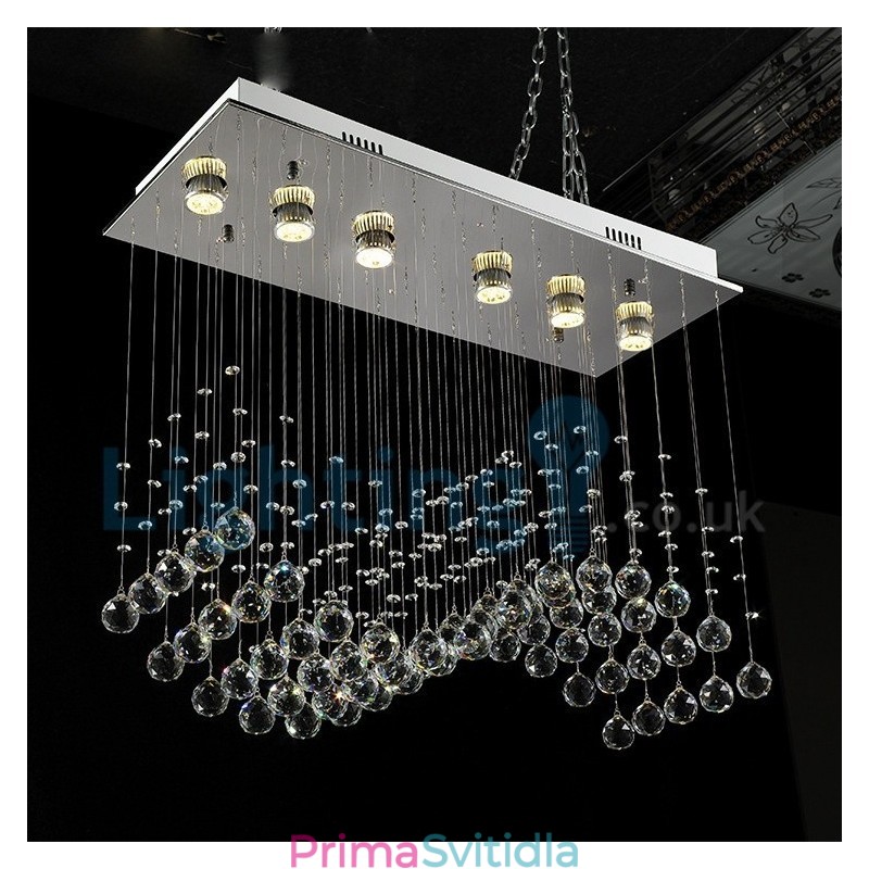 Moderní moderní lustr Závěsné svítidlo pro zapuštěnou montáž Crystal Rain Drop Light