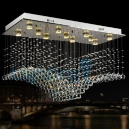 Moderní moderní lustr Závěsné svítidlo pro zapuštěnou montáž Crystal Rain Drop Light