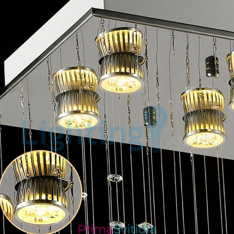 Moderní moderní lustr Závěsné svítidlo pro zapuštěnou montáž Crystal Rain Drop Light