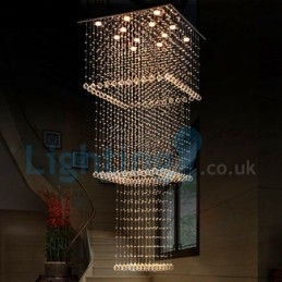 Moderní moderní lustr Závěsné svítidlo pro zapuštěnou montáž Crystal Rain Drop Light