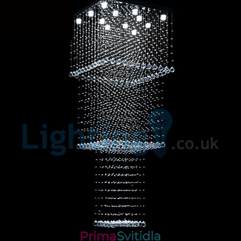 Moderní moderní lustr Závěsné svítidlo pro zapuštěnou montáž Crystal Rain Drop Light