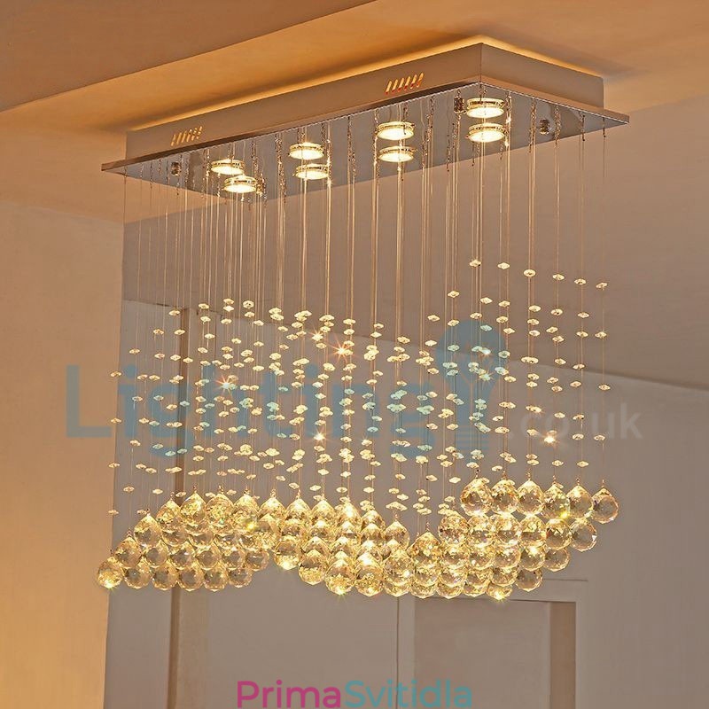 Moderní moderní lustr Závěsné svítidlo pro zapuštěnou montáž Crystal Rain Drop Light