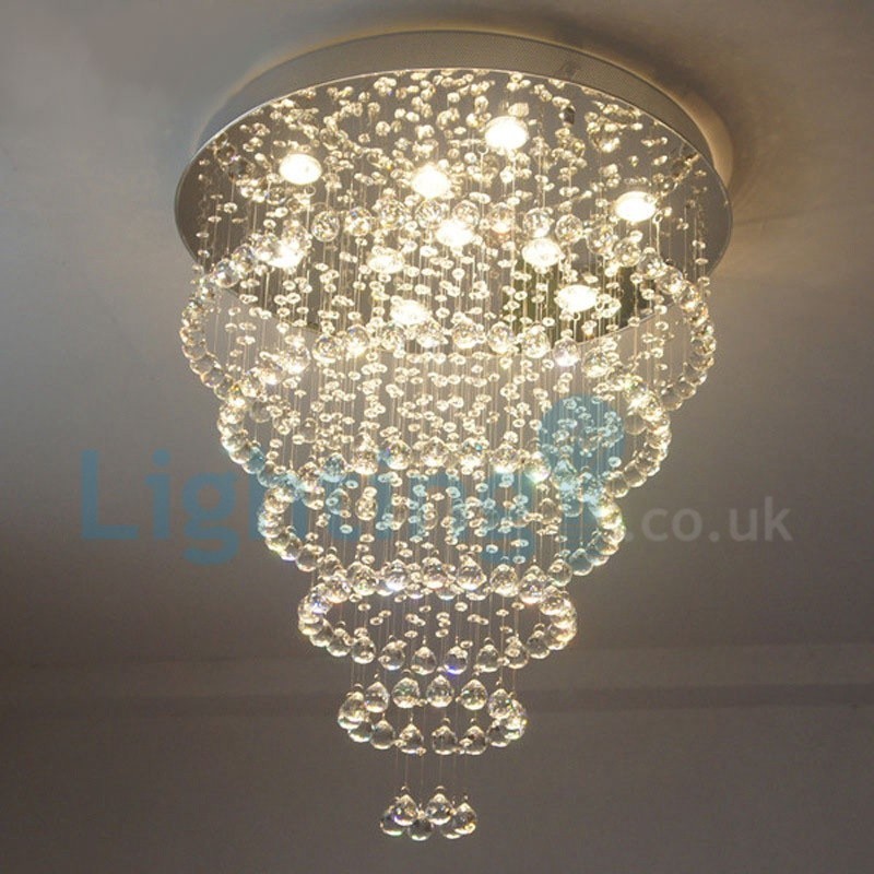 Moderní moderní lustr Závěsné svítidlo pro zapuštěnou montáž Crystal Rain Drop Light