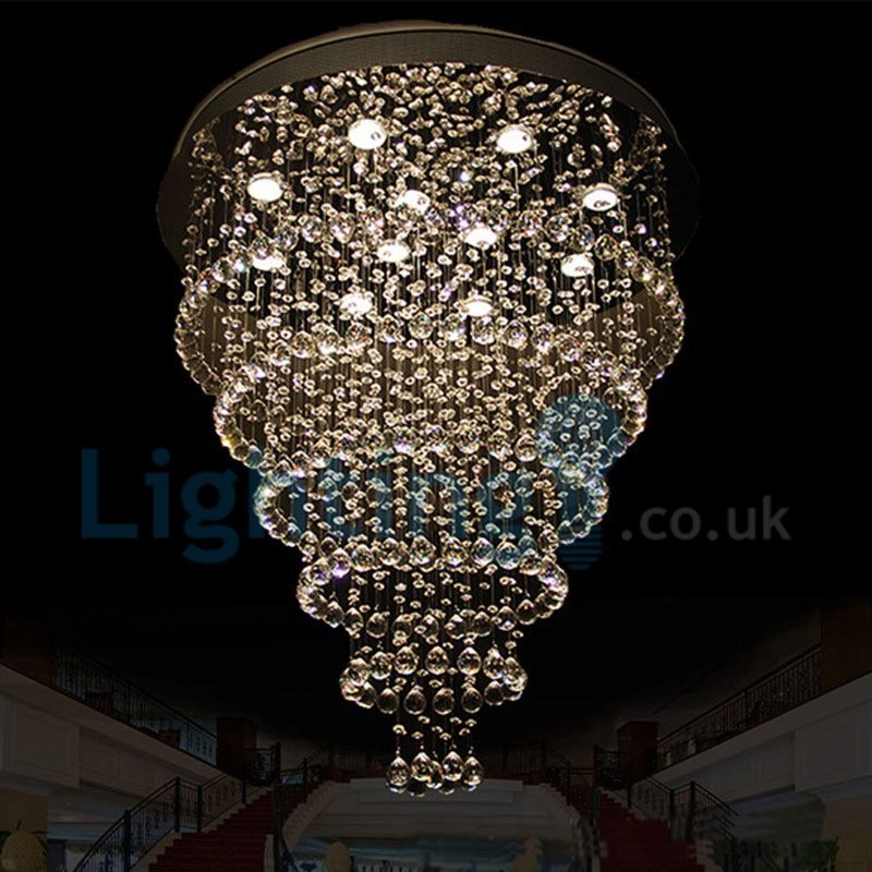 Moderní moderní lustr Závěsné svítidlo pro zapuštěnou montáž Crystal Rain Drop Light