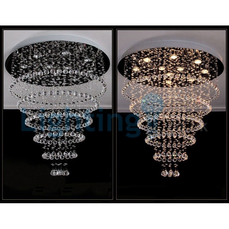Moderní moderní lustr Závěsné svítidlo pro zapuštěnou montáž Crystal Rain Drop Light