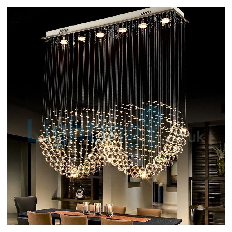 Moderní moderní lustr Závěsné svítidlo pro zapuštěnou montáž Crystal Rain Drop Light