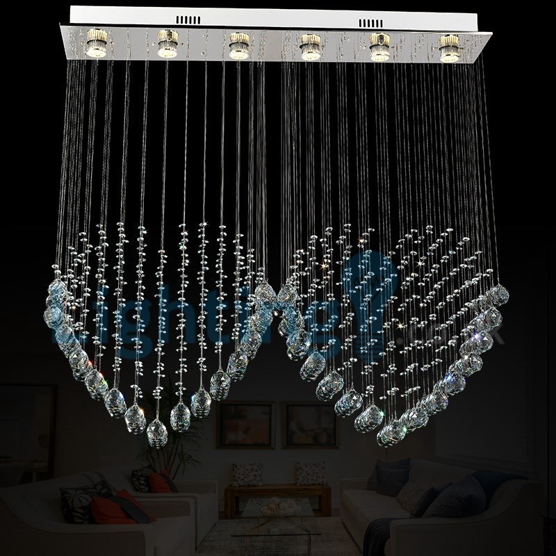 Moderní moderní lustr Závěsné svítidlo pro zapuštěnou montáž Crystal Rain Drop Light