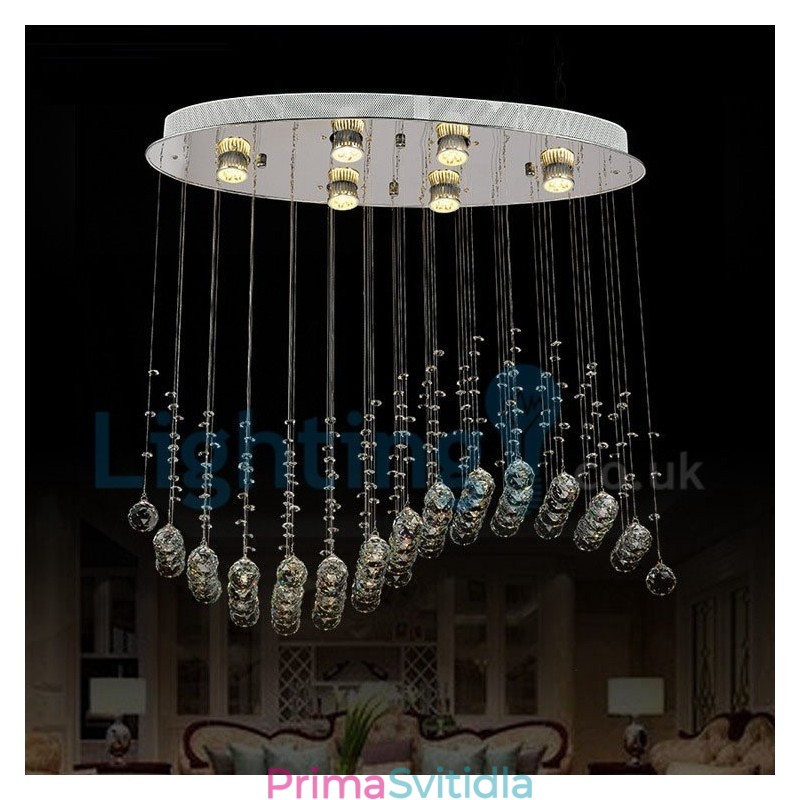 Moderní moderní lustr Závěsné svítidlo pro zapuštěnou montáž Crystal Rain Drop Light