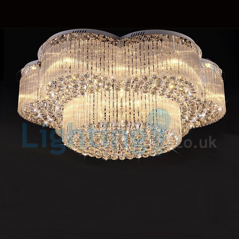 Moderní moderní lustr Závěsné svítidlo pro zapuštěnou montáž Crystal Rain Drop Light
