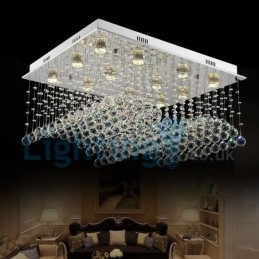 Moderní moderní lustr Závěsné svítidlo pro zapuštěnou montáž Crystal Rain Drop Light