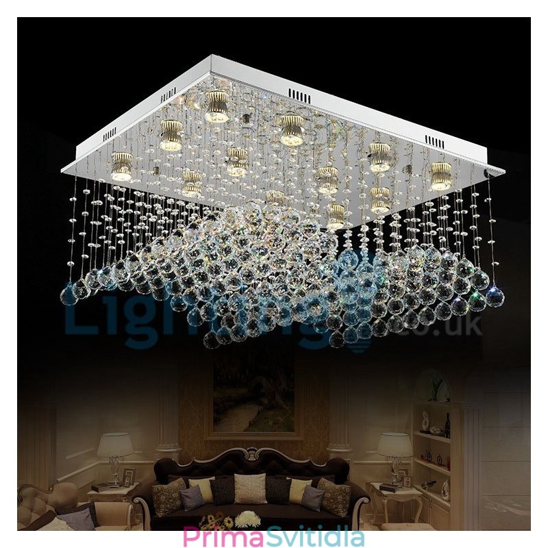 Moderní moderní lustr Závěsné svítidlo pro zapuštěnou montáž Crystal Rain Drop Light