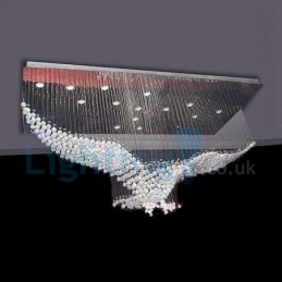 Moderní moderní lustr Závěsné svítidlo pro zapuštěnou montáž Crystal Rain Drop Light
