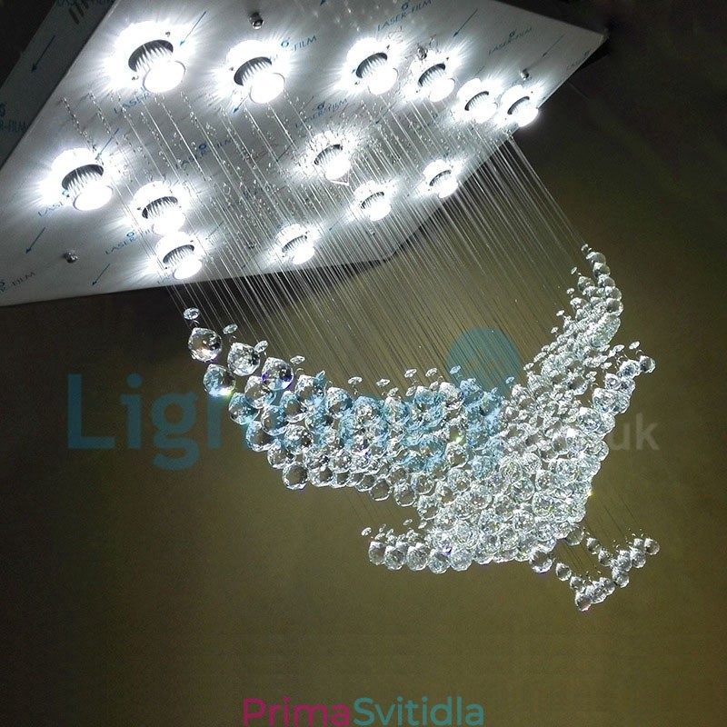 Moderní moderní lustr Závěsné svítidlo pro zapuštěnou montáž Crystal Rain Drop Light