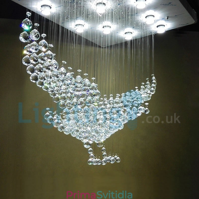 Moderní moderní lustr Závěsné svítidlo pro zapuštěnou montáž Crystal Rain Drop Light