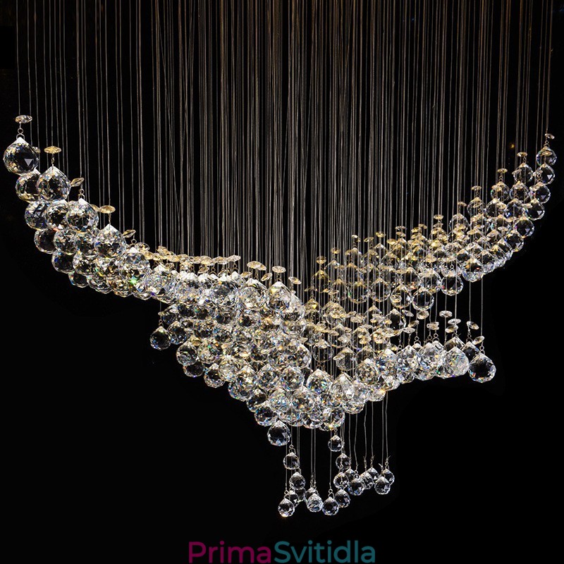 Moderní moderní lustr Závěsné svítidlo pro zapuštěnou montáž Crystal Rain Drop Light