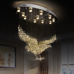 Moderní moderní lustr Závěsné svítidlo pro zapuštěnou montáž Crystal Rain Drop Light
