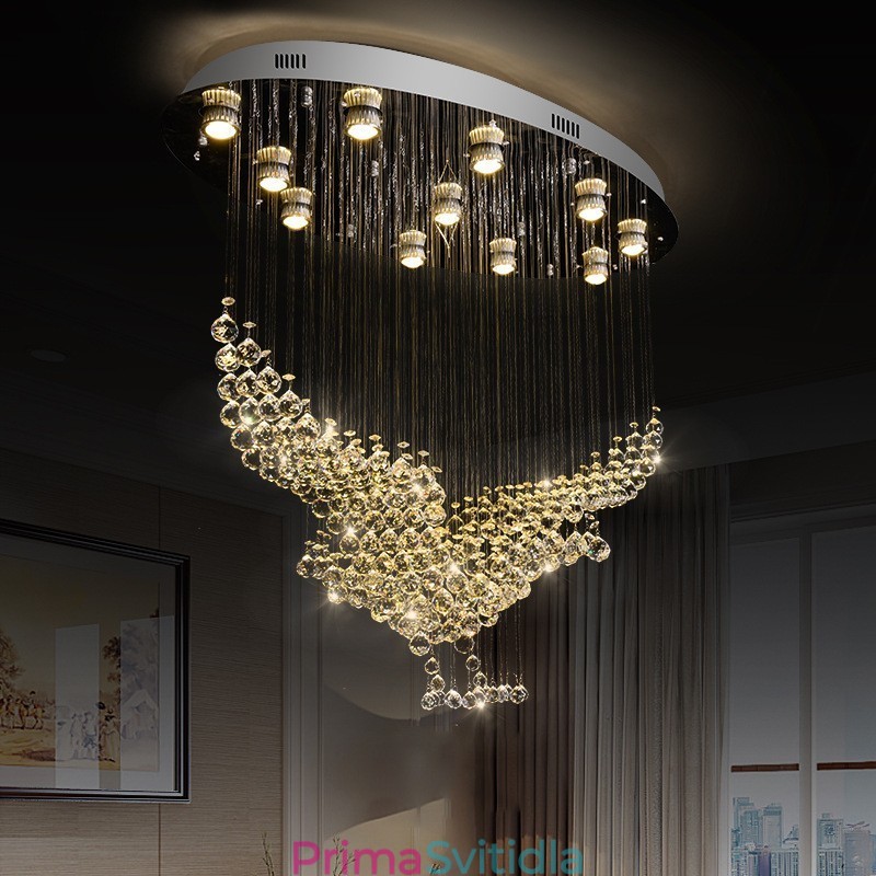 Moderní moderní lustr Závěsné svítidlo pro zapuštěnou montáž Crystal Rain Drop Light