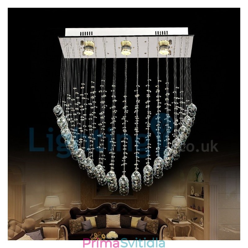Moderní moderní lustr Závěsné svítidlo pro zapuštěnou montáž Crystal Rain Drop Light
