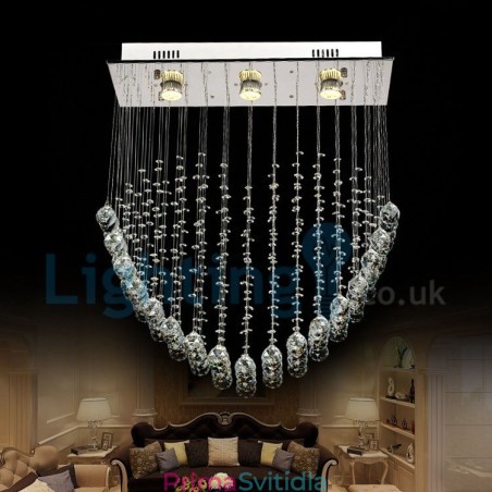 Moderní moderní lustr Závěsné svítidlo pro zapuštěnou montáž Crystal Rain Drop Light Moderní moderní lustr Závěsné svítidlo pro zapuštěnou montáž Crystal Rain Drop Light