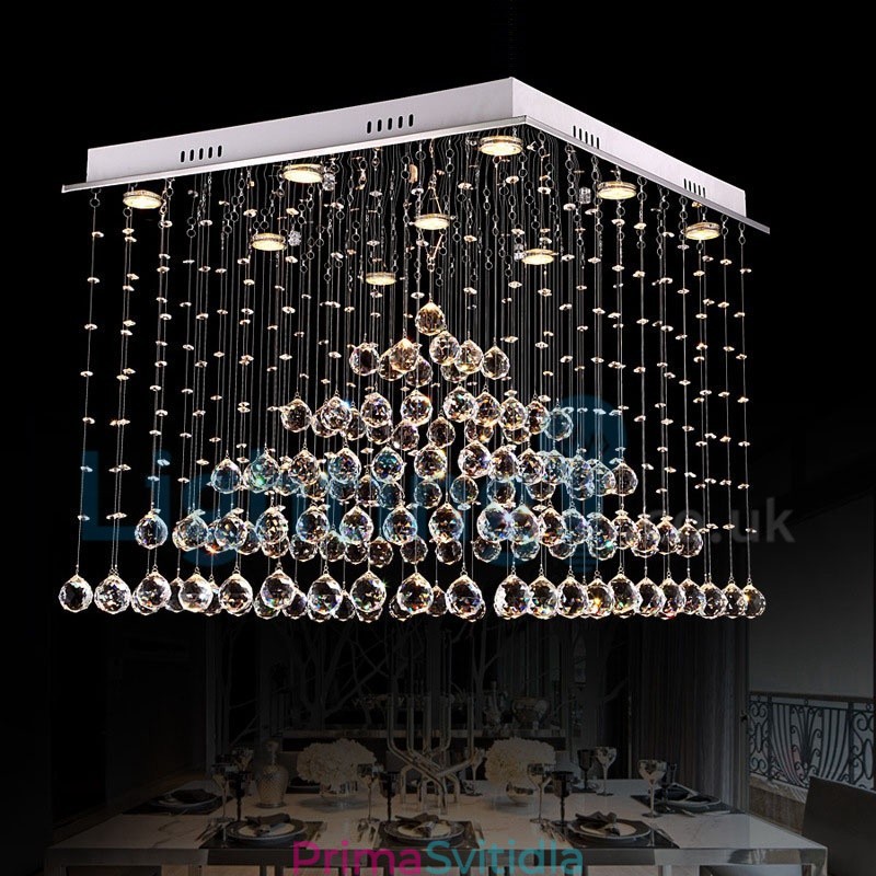 Moderní moderní lustr Závěsné svítidlo pro zapuštěnou montáž Crystal Rain Drop Light
