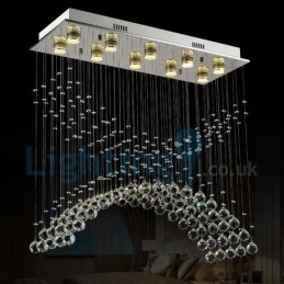 Moderní moderní lustr Závěsné svítidlo pro zapuštěnou montáž Crystal Rain Drop Light