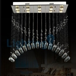 Moderní moderní lustr Závěsné svítidlo pro zapuštěnou montáž Crystal Rain Drop Light
