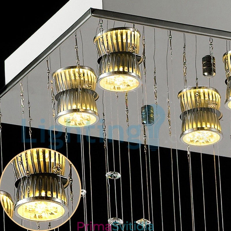 Moderní moderní lustr Závěsné svítidlo pro zapuštěnou montáž Crystal Rain Drop Light