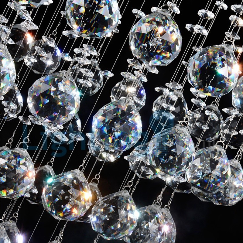 Moderní moderní lustr Závěsné svítidlo pro zapuštěnou montáž Crystal Rain Drop Light
