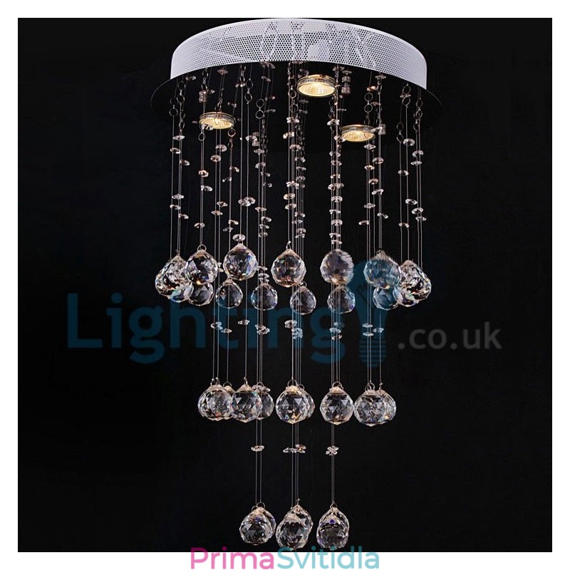 Moderní moderní lustr Závěsné svítidlo pro zapuštěnou montáž Crystal Rain Drop Light