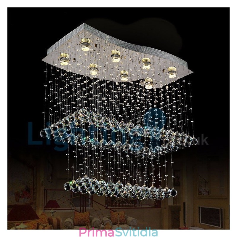 Moderní moderní lustr Závěsné svítidlo pro zapuštěnou montáž Crystal Rain Drop Light