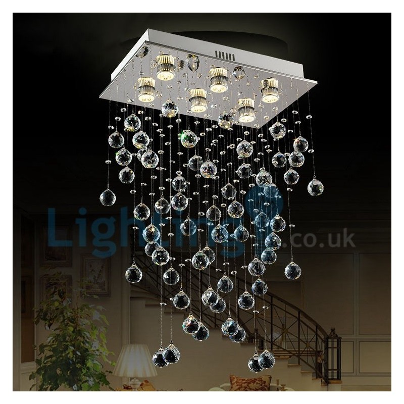 Moderní moderní lustr Závěsné svítidlo pro zapuštěnou montáž Crystal Rain Drop Light