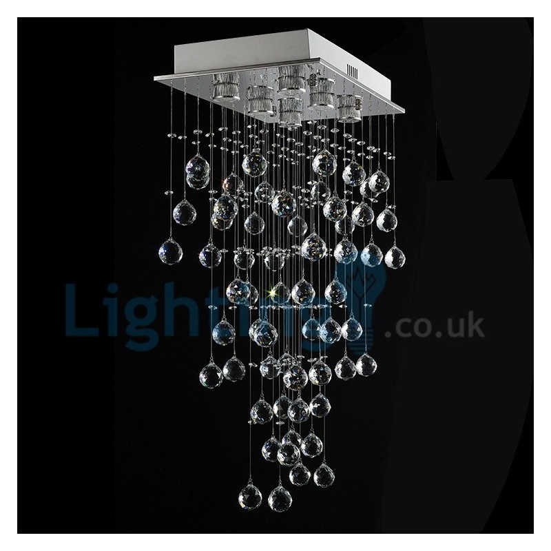 Moderní moderní lustr Závěsné svítidlo pro zapuštěnou montáž Crystal Rain Drop Light