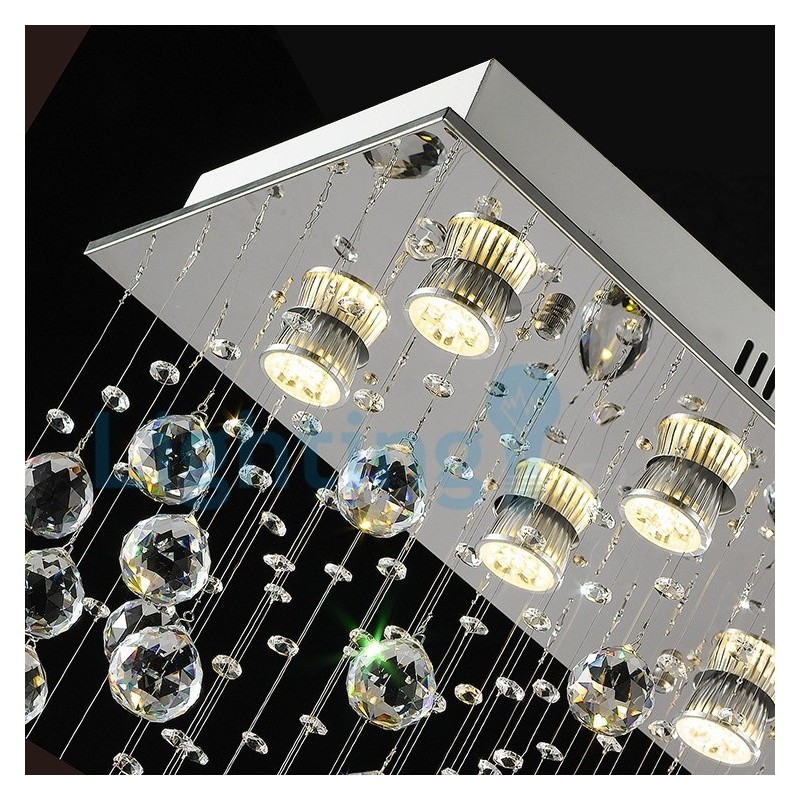 Moderní moderní lustr Závěsné svítidlo pro zapuštěnou montáž Crystal Rain Drop Light