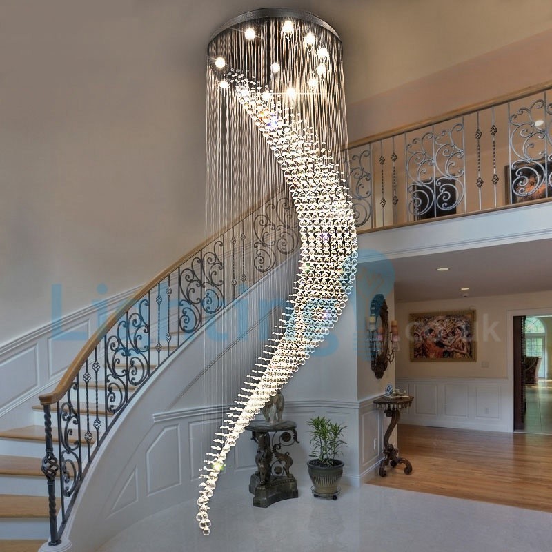 Moderní moderní lustr Závěsné svítidlo pro zapuštěnou montáž Crystal Rain Drop Light
