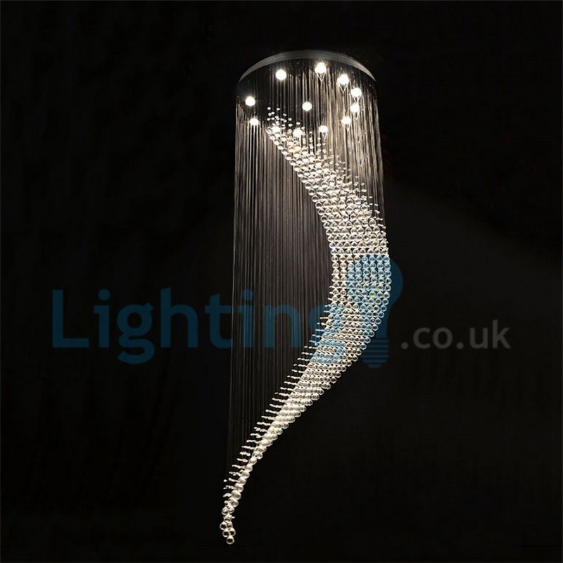 Moderní moderní lustr Závěsné svítidlo pro zapuštěnou montáž Crystal Rain Drop Light