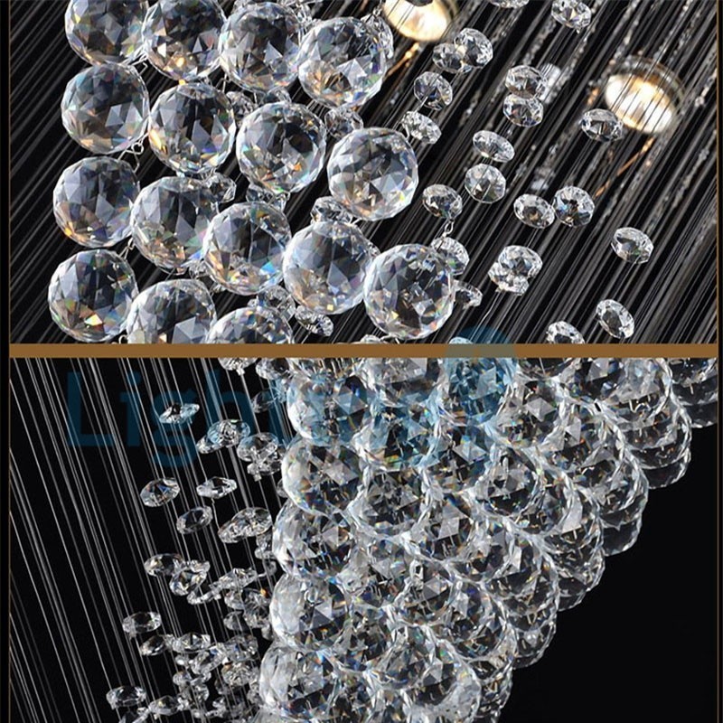 Moderní moderní lustr Závěsné svítidlo pro zapuštěnou montáž Crystal Rain Drop Light