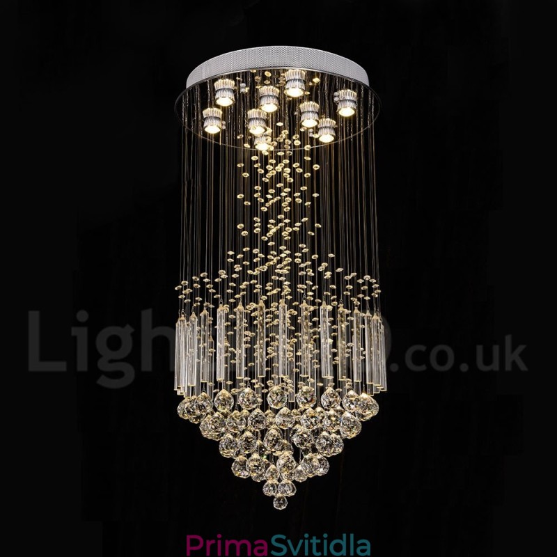 Moderní moderní lustr Závěsné svítidlo pro zapuštěnou montáž Crystal Rain Drop Light