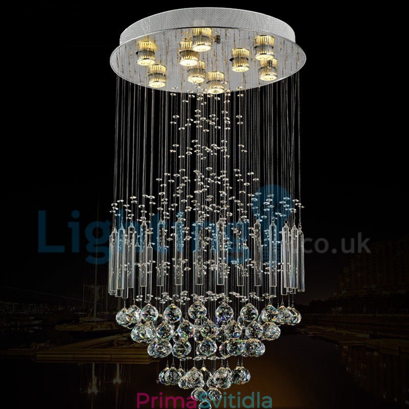 Moderní moderní lustr Závěsné svítidlo pro zapuštěnou montáž Crystal Rain Drop Light