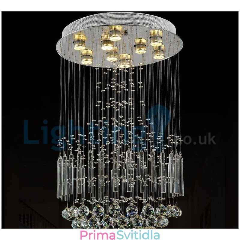 Moderní moderní lustr Závěsné svítidlo pro zapuštěnou montáž Crystal Rain Drop Light