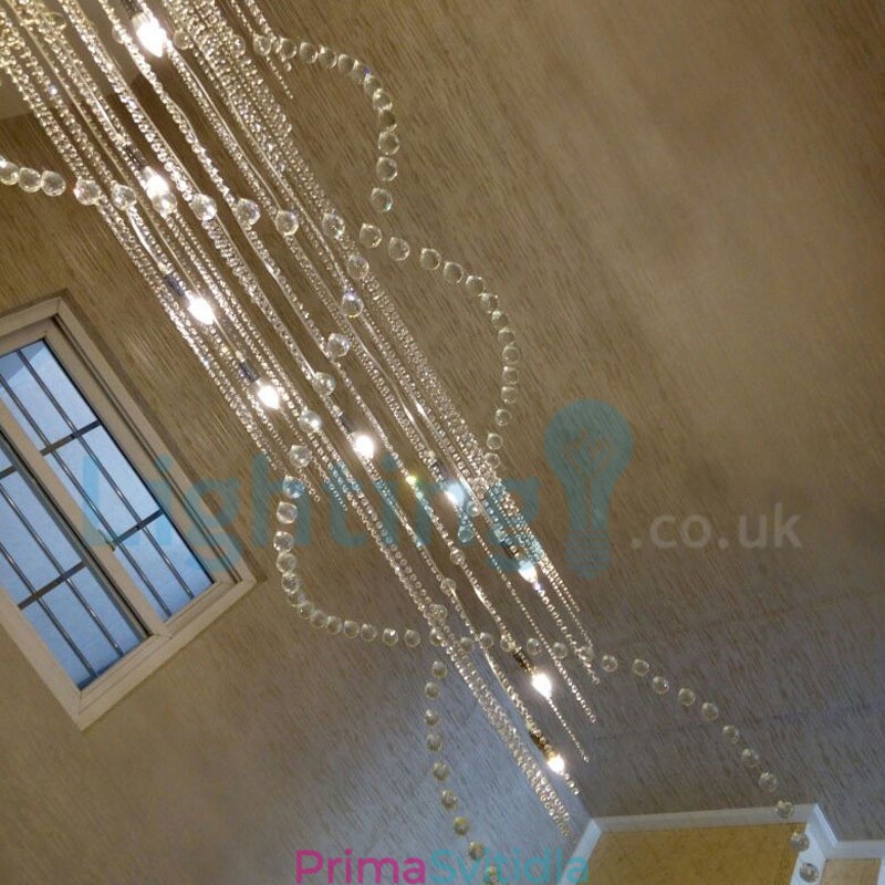 Moderní moderní lustr Závěsné svítidlo pro zapuštěnou montáž Crystal Rain Drop Light