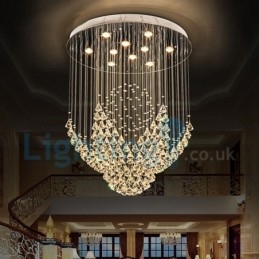 Moderní moderní lustr Závěsné svítidlo pro zapuštěnou montáž Crystal Rain Drop Light
