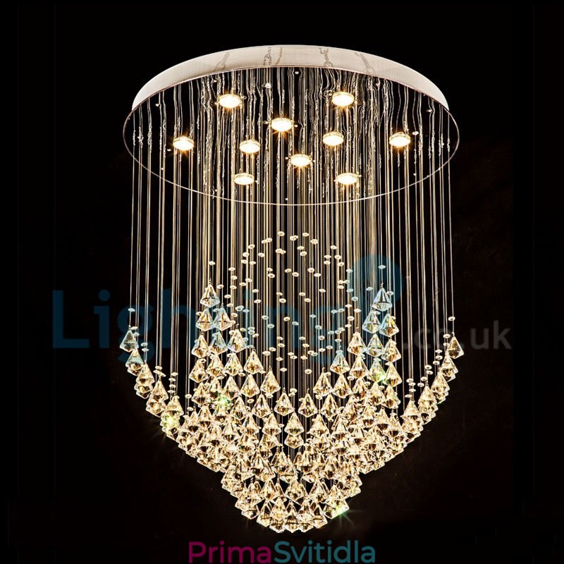 Moderní moderní lustr Závěsné svítidlo pro zapuštěnou montáž Crystal Rain Drop Light