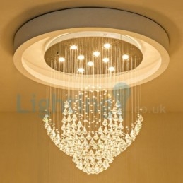 Moderní moderní lustr Závěsné svítidlo pro zapuštěnou montáž Crystal Rain Drop Light