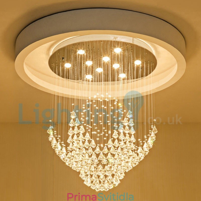 Moderní moderní lustr Závěsné svítidlo pro zapuštěnou montáž Crystal Rain Drop Light