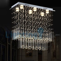 Moderní moderní lustr Závěsné svítidlo pro zapuštěnou montáž Crystal Rain Drop Light
