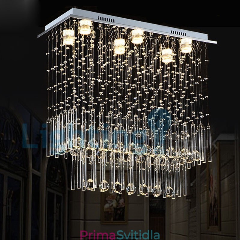 Moderní moderní lustr Závěsné svítidlo pro zapuštěnou montáž Crystal Rain Drop Light