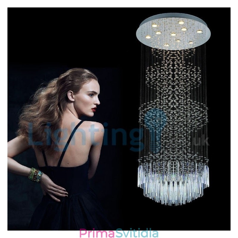 Moderní moderní lustr Závěsné svítidlo pro zapuštěnou montáž Crystal Rain Drop Light